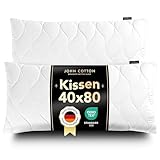John Cotton Kopfkissen 40x80 cm – 2er Set Hotel-Luxus-Stepp-Kissen für...