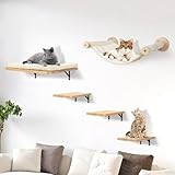 Sofoteaful Katzen kletterwand Set mit Katzenbaum Hängematte,Katzentreppe Wand,...