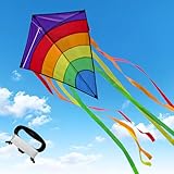 Drachen Kinder, Regenbogen Einleiner-Flugdrachen ab 3 Jahren - 64x75cm - inkl....
