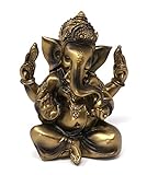 TEMPELWELT® Deko Figur Ganesha vierarmig 11 cm, Polystein antik Gold,...