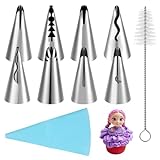 10 Stück Spritzbeutel Und Tüllen Set 8 X Edelstahl Spritztüllen 1x...