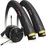 Fincci Rennradreifen 700x25c – 2er Set Slick- Faltreifen 28 Zoll mit 1 mm...