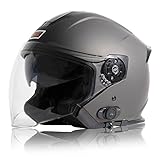 ORIGINE Motorradhelm Jethelm Roller Helm Bluetooth ECE Mit Doppel Visier