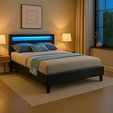 CARO-Möbel Polsterbett MIRASOL mit LED Beleuchtung Einzelbett Kunstlederbett,...