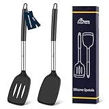 Hotec Pfannenwender, Pfannkuchenwender Silikon Good Grip Schlitz Turner...