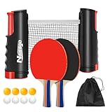 Tischtennisschläger Tischtennis Set Profi, 2 Tischtennisschläger +Einziehbarem...