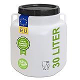 plasteo® 30 Liter Weithalsfass Natur Eckig mit Deckel und Henkeln,...