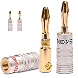 NEXMEX Bananenstecker - 4 Stück Stecker als Set - Steckverbinder 24K vergoldet...