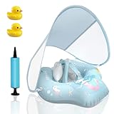 Schwimmring Baby mit UPF 50+ Abnehmbarem Sonnendach,Blau Aufblasbarer...