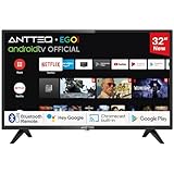 Antteq AG32H3 Smart TV 32 Zoll (Fernseher 80 cm) Android TV, Google Bluetooth...