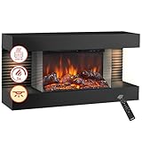 KAMINIO Elektrokamin Liz - Elektrischer Wandkamin mit Heizung, 3D-Flammeneffekt,...