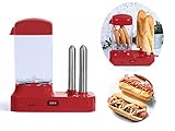 Hot Dog Maker mit Brötchenwärmer - Hot-Dog Maschine für 6 Würstchen - Hotdog...