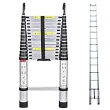 5 m Teleskopleiter mit Dachhaken-Kit Aluminium, tragbar, multifunktional,...