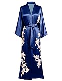 BABEYOND Damen Morgenmantel Kimono Blumen Zweig Gedruckt Maxi Lang Damen...