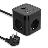 JSVER Steckdosenleiste Würfel USB Mehrfachsteckdose Cube 3 Fach mit 3 USB...