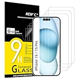 NEW'C 3 Stück, Panzer Schutz Glas für iPhone 15/15 Pro (6,1'), Frei von...