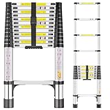 SIMPDIY 3,8m Teleskopleiter, Edelstahl Hochfest Verstärkt Leiter Ausziehbar,...