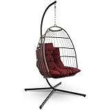 SereneLife Hängesessel mit Gestell – Rattan Hängeschaukel für Kinder &...