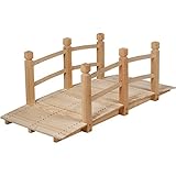 COSTWAY Holzbrücke Gartenbrücke, Teichbrücke mit Geländern, Zierbrücke bis...