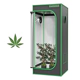 VivoVerdant Grow Zelt 60x60x180cm, Indoor Grow Tent Reflektierende 600D Mylar...