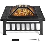 Yaheetech Feuerschale mit Funkenschutz 86x86x54cm, 3 in 1 Multifunktional...