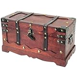 HMF 6400-140 Schatztruhe aus Holz mit Schloss | 40 x 19 x 22 cm | Groß |...