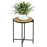 Bamworld Blumenständer Metall Pflanzenständer mit Geflochtenem Tablett,...