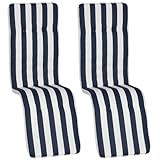 NYVI Relaxliegen Auflagen Hawaii 2er Set - 171x47 cm Blau Weiß Gestreift -...