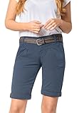 FRESH MADE Damen Bermuda-Shorts im Chino Style mit Gürtel middle-blue M