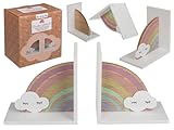 Out of the blue Holz-Buchstütze, Regenbogen mit Wolke, 15,5 x 15,5 x 10 cm, 2er...