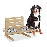 Relaxdays Futterstation Hund, höhenverstellbare Hundebar, HBT: 37x55x36 cm,...