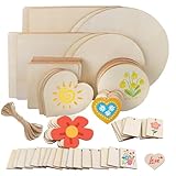 CYUaoao 73 Stück Unbehandeltes Holzplatte zum Basteln, Brandmalerei Holz mit...