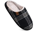 COFACE Schwarz Herren Rückstellschaum hausschuhe, warme plaid Pantoffeln für...