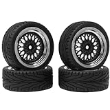 RC Auto Reifen und Räder Set,KINGCOO 4Stück 65mm Gummireifen...
