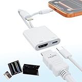 [MFi-Zertifiziert] USB-C- und Lightning-zu-HDMI-Adapter für iPhone 17/16/15...