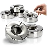 com-four® 6X Aschenbecher aus Edelstahl - Windaschenbecher mit abnehmbarem...