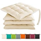 Gräfenstayn® 4er-Set Sitzkissen 40x40x3cm mit Haltebändern für Indoor und...