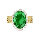 Linawe Smaragd Ring mit Grünem Stein, Gold Ringe Frauen, Moissanite Ring...