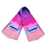 Schwimmflossen Kinder, 100% Silikon Kurzflossen, Taucherflossen Regenbogen...