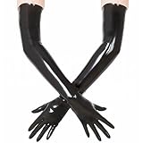 GREEFEI Schwarz Latex Lange Handschuhe für Frauen Männer, Länge 22inch für...