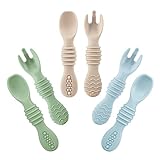 PandaEar 6 Pack Silicone Baby Löffel & Gabeln Selber Essen| Baby Lernlöffel...