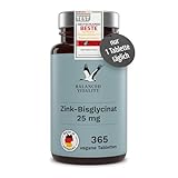 Zink-Bisglycinat (Zink-Chelat) - 25 mg Zink je Tagesdosis - 365 vegane Tabletten...