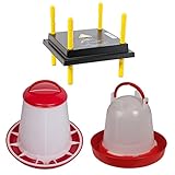 VOSS.farming Küken Set Wärmeplatte 25x25cm Futterautomat Geflügeltränke,...