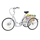 26 Zoll 3 Räder Dreirad für Erwachsene mit Einkaufskorb 6 Gäng Fahrrad Trike...