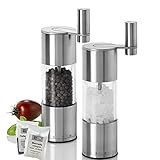 AdHoc Select Gewürzmühlen mit Kurbel | 2-er Set manuelle Salz- & Pfeffermühle...