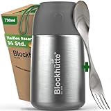 Blockhütte Edelstahl Thermobehälter für Essen I 730 ml I mit Löffel, Thermo...