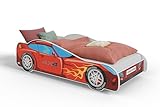 KOBI Kinderbett mit Rausfallschutz Auto | Rennauto | 160 x 80 cm | Jugendbett...