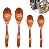 Holzlöffel Set Von 4, Natürliche Holzlöffel Klein für Gewürze Honiglöffel...