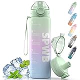 SPWB Trinkflasche,1L Sportflasche Auslaufsicher, BPA-frei Tritan Wasserflasche...