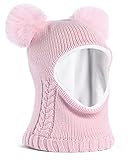 FURTALK Kleinkind Baby SchalMütze warm gefüttert Kinder Strickmütze Pom Pom...